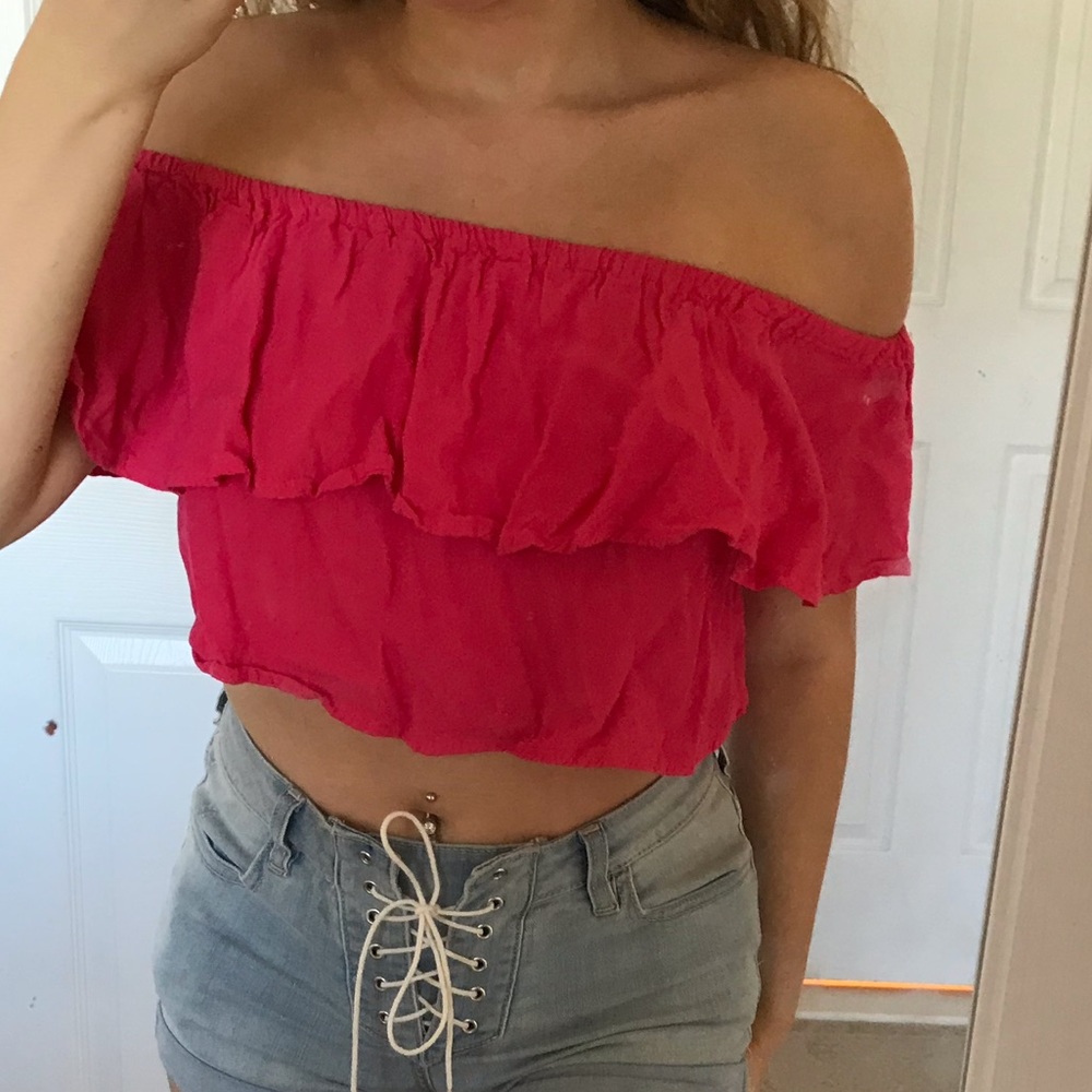 Pink off the shoulder top